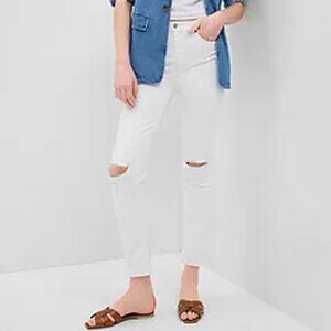 NWT 31/12L TALL Gap Vintage Slim Mid Rise Destroyed Raw Hem Ankle Jeans 31L